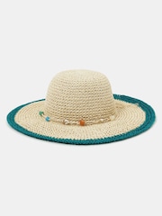 Accessorize Natural Shell Beaded Floppy Hat - Image 1 of 4