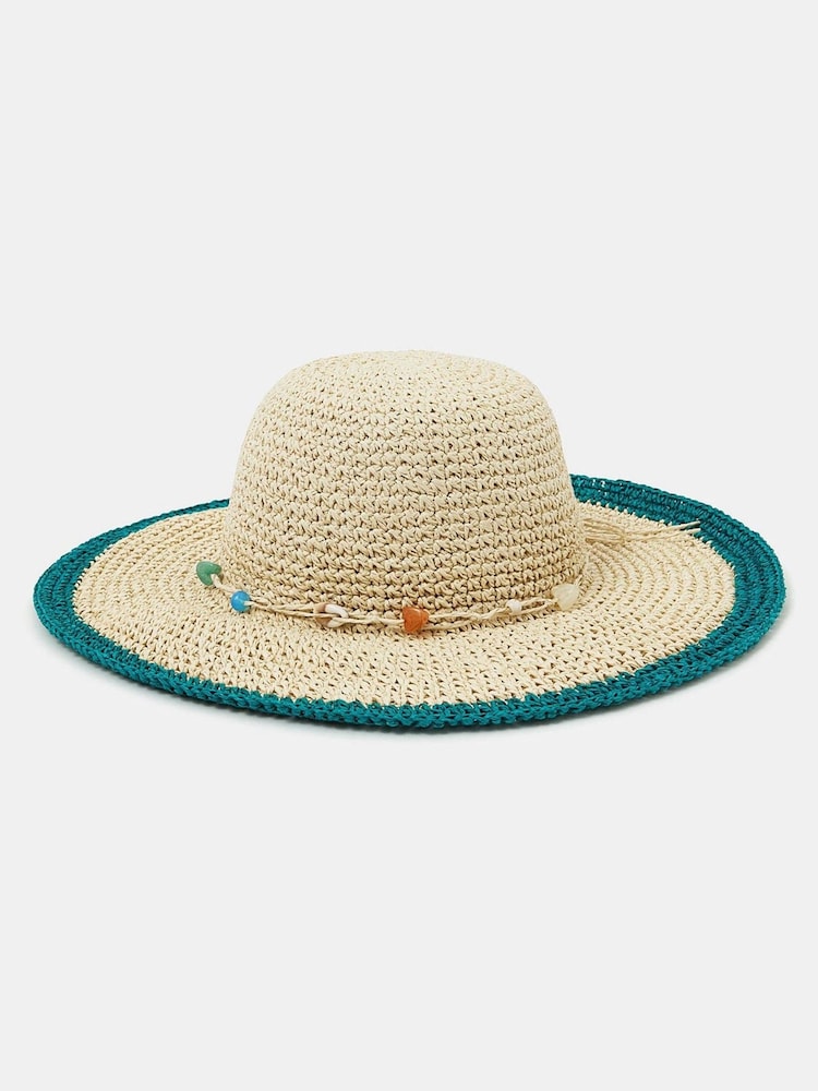 Accessorize Natural Shell Beaded Floppy Hat - Image 1 of 4