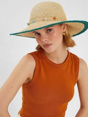 Accessorize Natural Shell Beaded Floppy Hat - Image 4 of 4