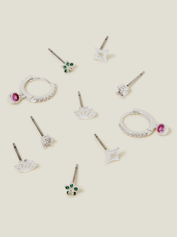 Accessorize Sterling Sparkle Stud and Hoop Earrings 5 Pack - Slika 1 iz 2