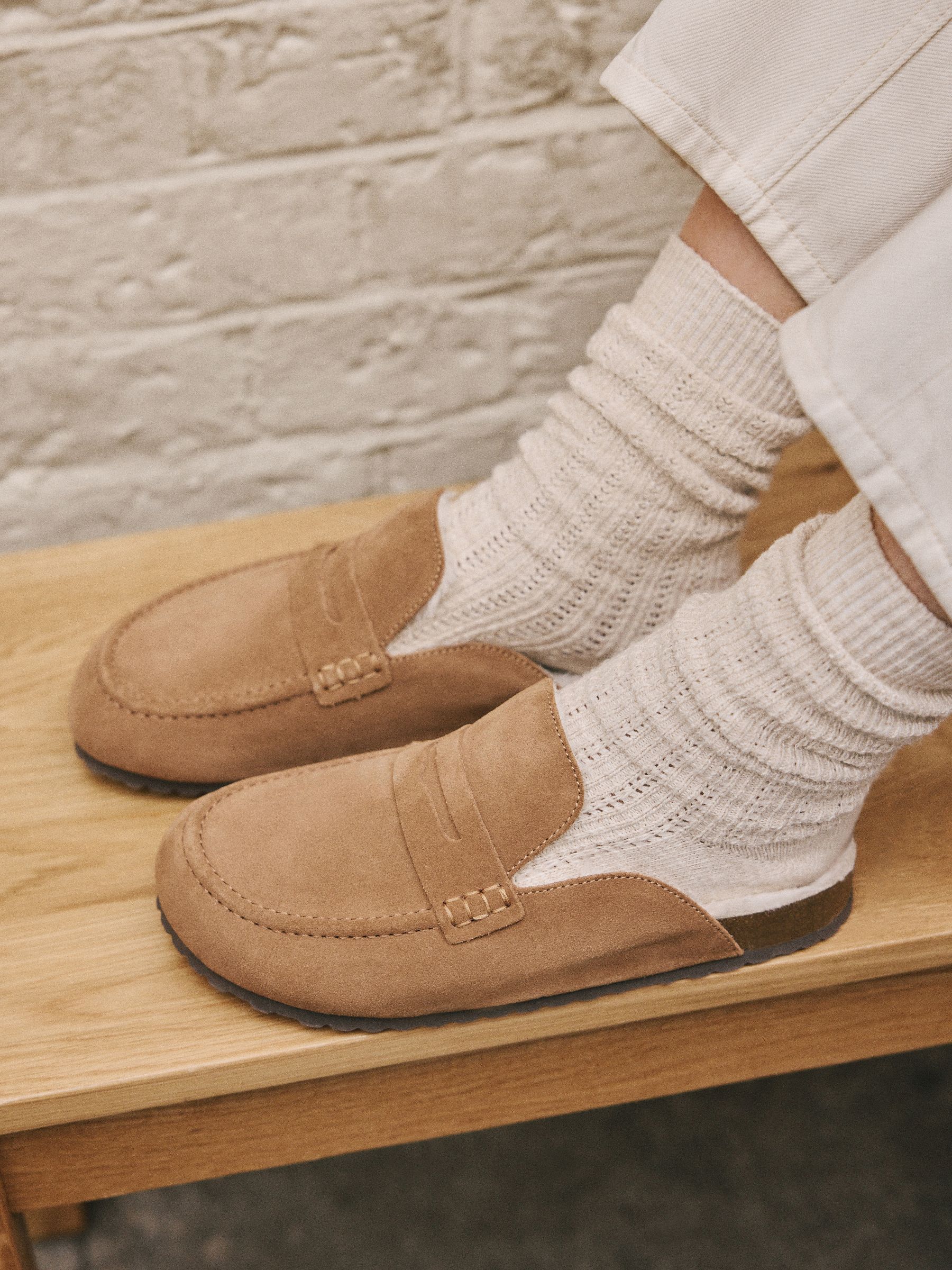 Buy Tan Brown Forever Comfort® Leather Faux Fur Lined Footbed