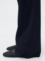 Mango Navy Chalk Stripe Straight Trousers - Image 5 of 7