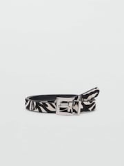 Mango Black Zebra Animal Texuted Slim Belt - Image 1 of 3