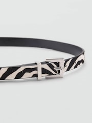 Mango Black Zebra Animal Texuted Slim Belt - Image 2 of 3