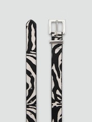 Mango Black Zebra Animal Texuted Slim Belt - Image 3 of 3