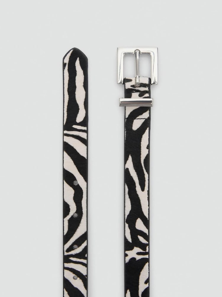 Mango Black Zebra Animal Texuted Slim Belt - Image 3 of 3 Mango Black Zebra Animal Texuted Slim Belt - Image 3 of 3