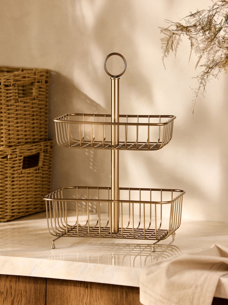 Gold Antique Hertford 2 tier Fruit Basket - Image 2 of 6