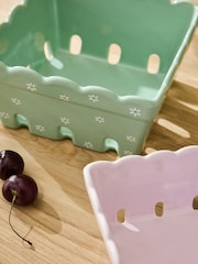 Set of 2 Green floral Berry Storage Baskets - Image 3 of 5