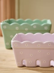 Set of 2 Green floral Berry Storage Baskets - Image 4 of 5