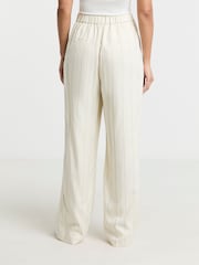 Simply Be Cream Linen Pinstripe Trousers - Image 2 of 4