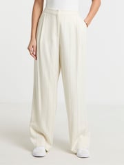 Simply Be Cream Linen Pinstripe Trousers - Image 4 of 4