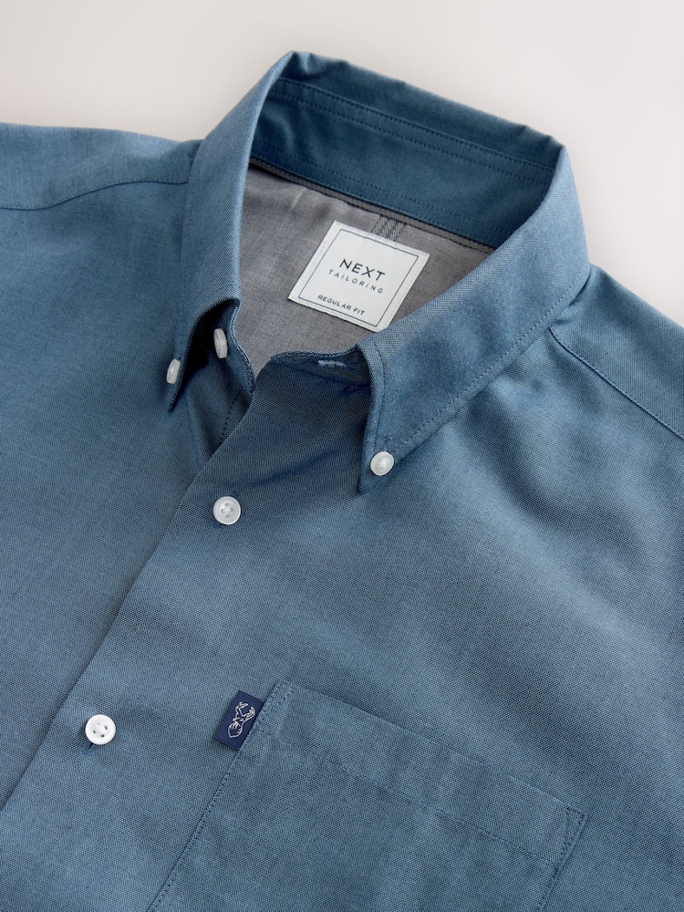 Denim Blue Regular Fit Oxford Long Sleeve Shirt - Image 8 of 8