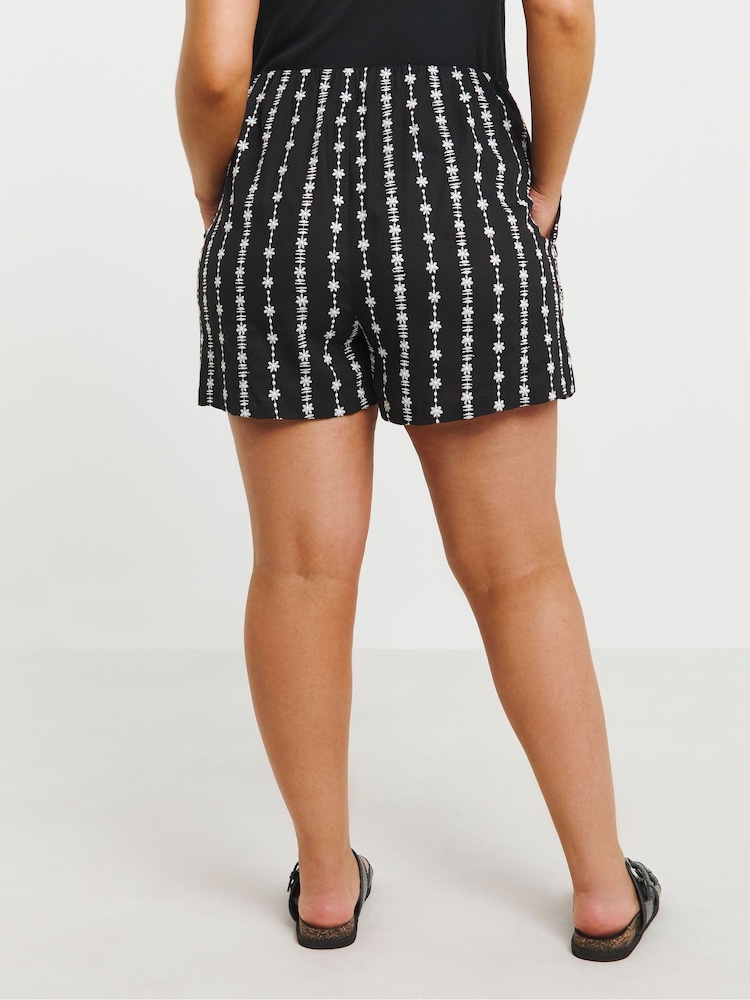 Simply Be Black Embroidered Linen Wrap Skirt - Image 2 of 4
