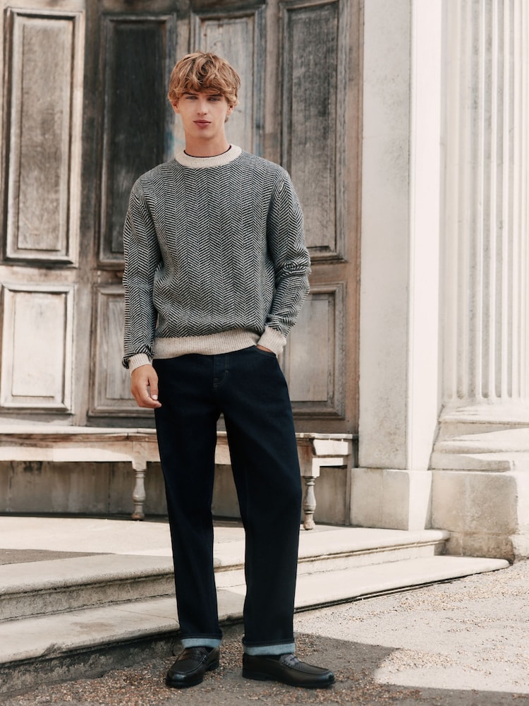 Blue Indigo Rinse Straight Fit Signature Brushed Cosy Denim Jeans With Wool - Image 2 of 3 Blue Indigo Rinse Straight Fit Signature Brushed Cosy Denim Jeans With Wool - Image 2 of 3