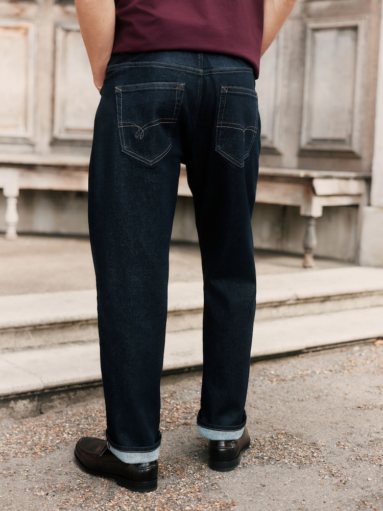 Blue Indigo Rinse Straight Fit Signature Brushed Cosy Denim Jeans With Wool - Image 3 of 3 Blue Indigo Rinse Straight Fit Signature Brushed Cosy Denim Jeans With Wool - Image 3 of 3