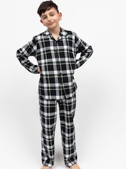 Cyberjammies Black Minijammies Long Sleeve Check 100% Cotton Pyjamas Set - Image 1 of 4