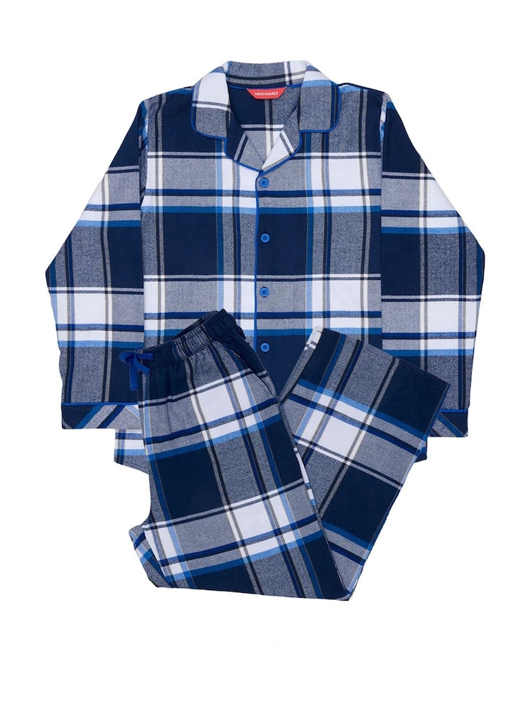 Cyberjammies Blue Minijammies Long Sleeve Check 100% Cotton Pyjamas Set - Image 4 of 4 Cyberjammies Blue Minijammies Long Sleeve Check 100% Cotton Pyjamas Set - Image 4 of 4