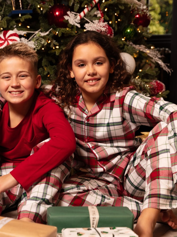 Cyberjammies Red Minijammies Long Sleeve Check 100% Cotton Pyjamas Set - Image 4 of 4