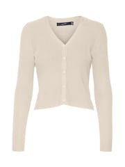 VERO MODA Cream V Neck Rib Knitted Cardigan - Image 5 of 5