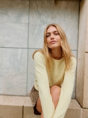 VERO MODA Buttermilk Yellow Round Neck Knitted Jumper - Image 1 of 5