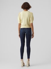 VERO MODA Buttermilk Yellow Round Neck Puff Sleeve Knitted Jumper - Image 3 of 4