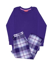 Cyberjammies Purple Minijammies Check Bottoms and Long Sleeve Slouch Top Pyjamas Set - Image 4 of 4