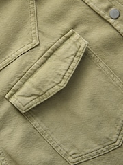 Mid Blue and Khaki Green Oversized Denim Shirts 2 Pack - Image 6 of 7