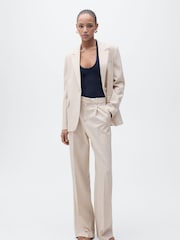 Mango Cream Straight Fit Suit Trousers - Image 1 of 7