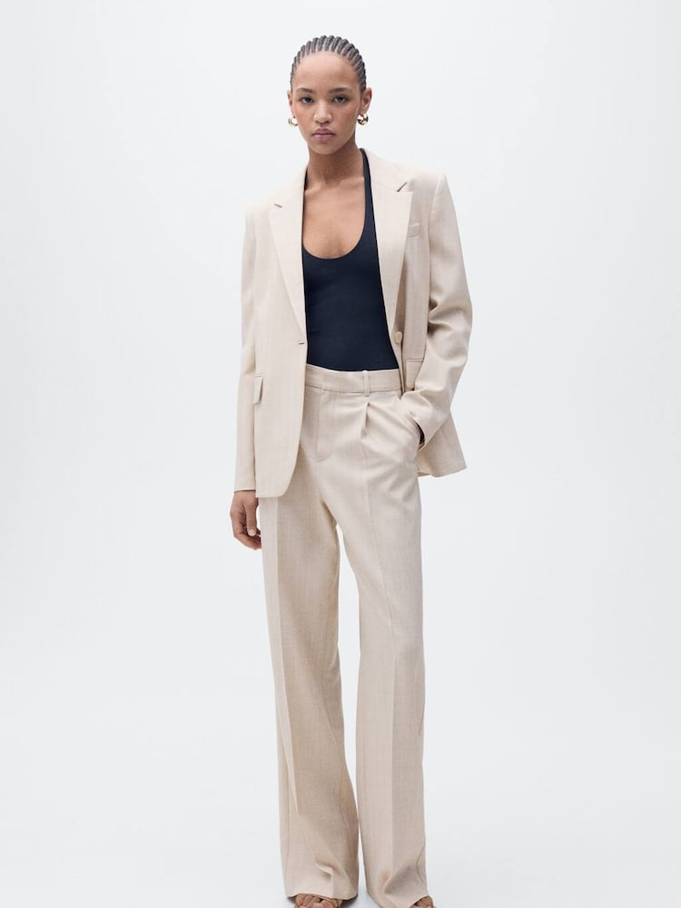 Mango Cream Straight Fit Suit Trousers - Image 1 of 7