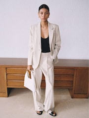 Mango Cream Straight Fit Suit Trousers - Image 5 of 7