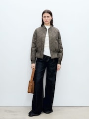Mango Grey Quilted Bomber Jacket - Image 2 of 7