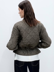 Mango Grey Quilted Bomber Jacket - Image 3 of 7