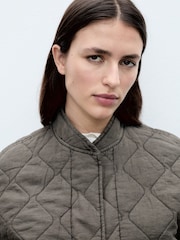 Mango Grey Quilted Bomber Jacket - Image 4 of 7