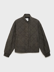Mango Grey Quilted Bomber Jacket - Image 6 of 7