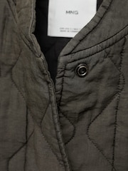 Mango Grey Quilted Bomber Jacket - Image 7 of 7