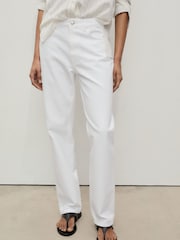 Mango White Mid-Rise 100% Cotton Straight Jeans - Image 1 of 6