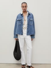 Mango White Mid-Rise 100% Cotton Straight Jeans - Image 2 of 6