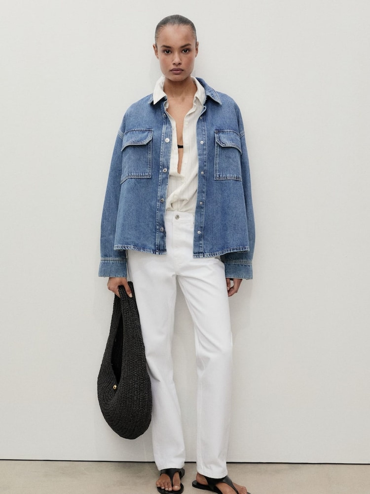 Mango White Mid-Rise 100% Cotton Straight Jeans - Image 2 of 6