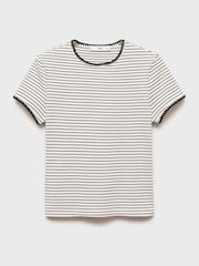 Mango Cream Stripe Contrast Trim T-Shirt - Image 5 of 6