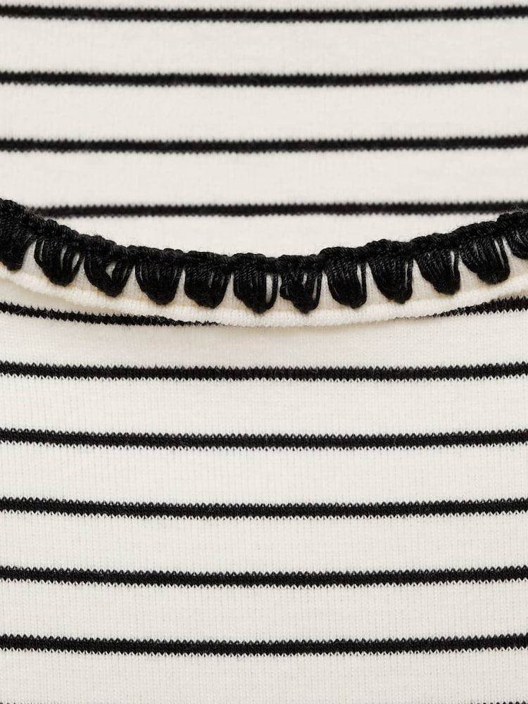 Mango Cream Stripe Contrast Trim T-Shirt - Image 6 of 6