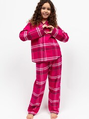 Cyberjammies Pink Minijammies Long Sleeve Check 100% Cotton Pyjamas Set - Image 1 of 4