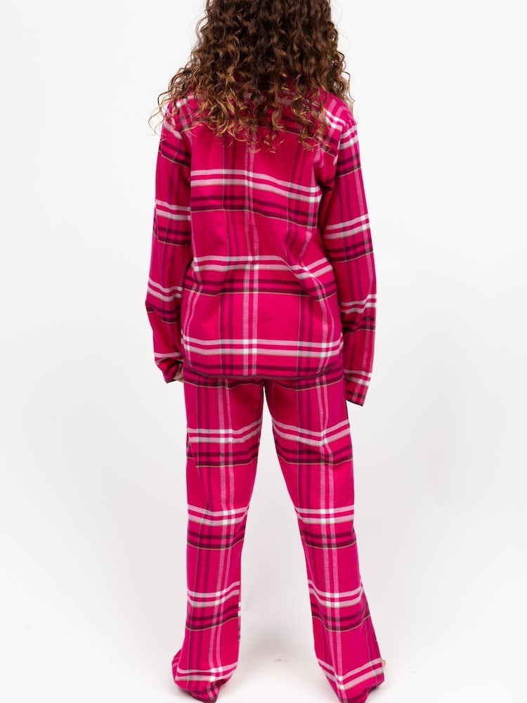 Cyberjammies Pink Minijammies Long Sleeve Check 100% Cotton Pyjamas Set - Image 2 of 4 Cyberjammies Pink Minijammies Long Sleeve Check 100% Cotton Pyjamas Set - Image 2 of 4
