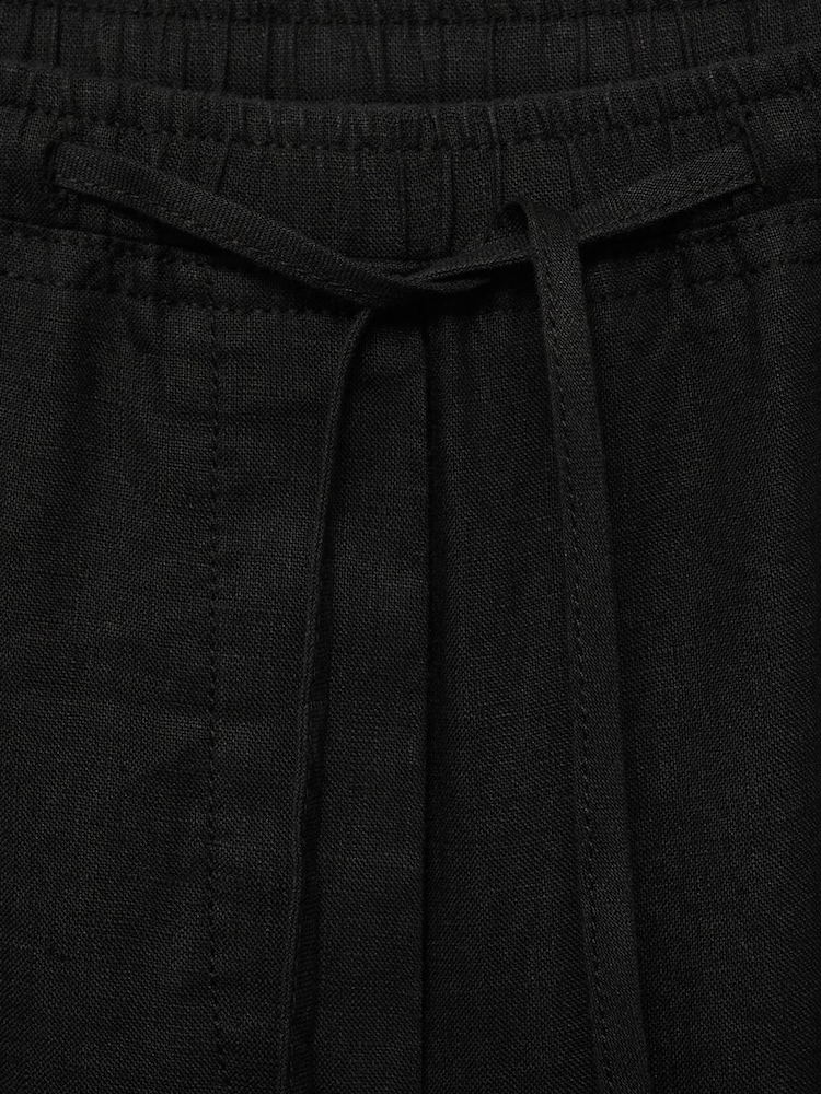 Mango Black Linen Straight Leg Trousers - Image 6 of 6