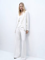 Mango Cream Straight Low Rise Suit Trousers - Image 1 of 5