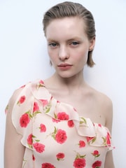 Mango Cream Floral Ruffled Maxi Dress - Image 4 of 7