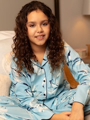 Cyberjammies Blue Minijammies Printed Long Sleeve 100% Cotton Pyjamas Set - Image 3 of 4