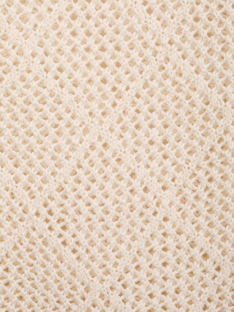 Mango Cream Openwork Knit Crochet Cotton Sweater - Image 7 of 7 Mango Cream Openwork Knit Crochet Cotton Sweater - Image 7 of 7