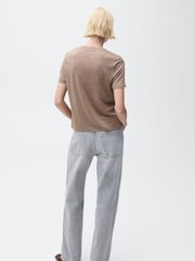 Mango Brown Linen Short Sleeve T-Shirt - Image 3 of 6