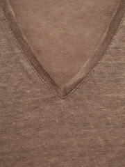 Mango Brown Linen Short Sleeve T-Shirt - Image 6 of 6