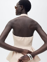 Mango Cream Pleated Halter Neck Waistcoat - Image 3 of 7